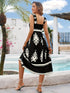 'Valora' Printed Wide Strap Midi Dress - Celes Fashion